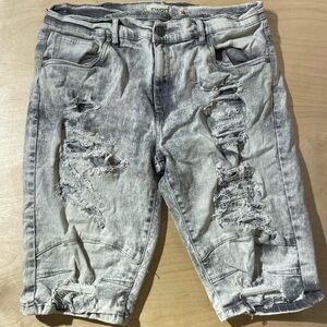 FWRD Denim Distressed Gray Denim Shorts 36 (GD)